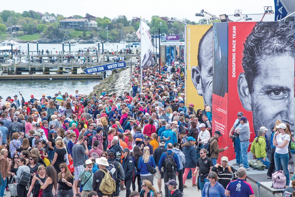 ECONOMIC BOOST: Crowds gather for the Volvo Ocean Race stopover in Newport in May 2015. According to an economic-impact report by Newport-based Performance Research, the race generated $47.7 million in total economic impact, including $32.2 million in spectator and organizational spending. / COURTESY VOLVO OCEAN RACE/ MARC BOW