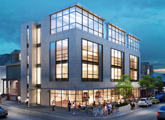 On Wednesday, the City Plan Commission is expected to review a revised design for a four-story building that would comply with the existing zoning for 249 Thayer St., Providence. / COURTESY ZDS ARCHITECTURAL DESIGN
