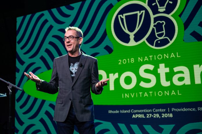 TED ALLEN, host of “Chopped” on the Food Network and author of “In My Kitchen,” welcomes over 400 high school students from across the U.S. to the 17th Annual National Prostart Invitational. / COURTESY NATIONAL RESTAURANT ASSOCIATION EDUCATION FOUNDATION