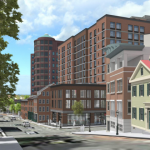 EDGE COLLEGE HILL 2, a proposed apartment building at the base of College Hill in Providence that would provide rental apartments for college students, has received approval to extend the height to 11 stories. / COURTESY DBVW ARCHITECTS
