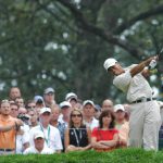 IN 2016, AMERICA counted only 23.8 million golfers, down from its peak of 30.6 million in 2003, according to the National Golf Foundation. Above, Tiger Woods hits his tee shot on 13 at the PGA Championship in Medinah, Ill. in 2006. / BLOOMBERG FILE PHOTO/JOE TABACCA