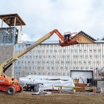 THE LAUNCH DATE of the Tiverton Casino Hotel has been moved up to Sept. 1. Above, the progress of the Tiverton property in March. The team said much of the exterior work has since been finished. / PBN FILE PHOTO/RUPERT WHITELEY