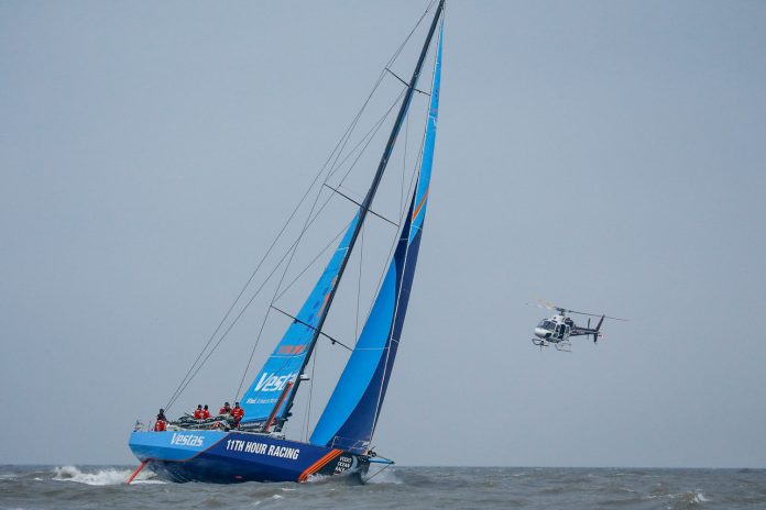 VESTAS 11TH HOUR RACING placed fifth in Leg 9 of the Volvo Ocean Race from Newport To Cardiff, Wales. / COURTESY VOLVO OCEAN RACE/JESUS RENADO