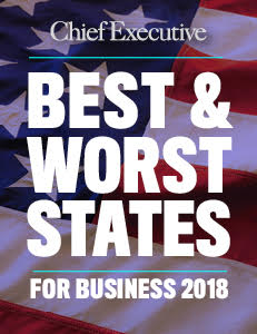 RHODE ISLAND RANKED No. 32 on Chief Executive's Best & Worst States For Business 2018. / COURTESY CHIEF EXECUTIVE RHODE ISLAND RANKED No. 32 on Chief Executive's Best & Worst States For Business 2018. / COURTESY CHIEF EXECUTIVE