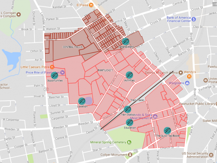 THE CONANT THREAD district includes about 160 acres in Pawtucket and Central Falls and will have consistent zoning to encourage development. / COURTESY CONANT THREAD DISTRICT WEBSITE