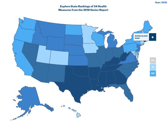RHODE ISLAND RANKED No. 8 in the country in overall senior health in America's Health Rankings Senior Report 2018. / COURTESY UNITED HEALTH FOUNDATION