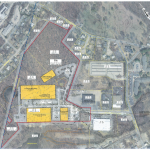 COMMERCIAL DEVELOPER CHURCHILL & BANKS has proposed a 24-acre industrial park at 340 Woodward Road in the north end of Providence, on the North Providence line, that would include three industrial buildings and one office building over the four lots. / COURTESY CITY OF PROVIDENCE