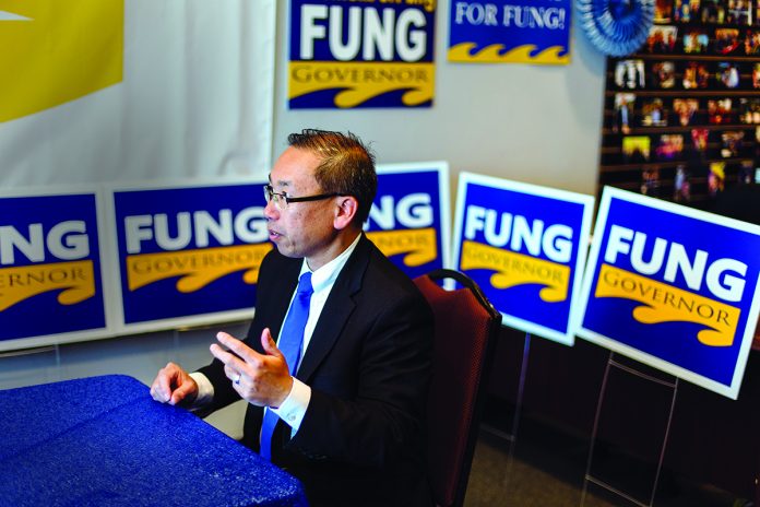 LOOKING TO MAKE A CHANGE: Cranston Mayor and gubernatorial candidate Allan W. Fung is looking to reverse the outcome of the election four years ago, when he lost to Gina M. Raimondo for the top Rhode Island office. / PBN FILE PHOTO/RUPERT WHITELEY