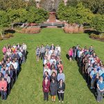 CELEBRATION OF THE CENTURY: Amica employees celebrate the company’s 111th anniversary in Amica’s Lincoln campus courtyard.  / COURTESY AMICA