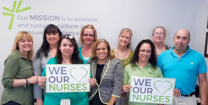 SUPPORTING NURSES: MAS Medical Staffing celebrates National Nurses Day at the company’s North Providence office in April 2017.  / COURTESY MAS MEDICAL STAFFING
