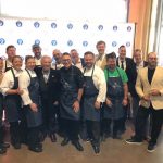 CELEBRITY CHEFS surround special guests Jacques Pepin, Sarah Moulton and Rick Moonen at last night's fund-raiser for the Rhode Island Community Food Bank. Over $180,000 was raised to support the Food Bank's Community Kitchens culinary job training program. / COURTESY RHODE ISLAND FOOD BANK