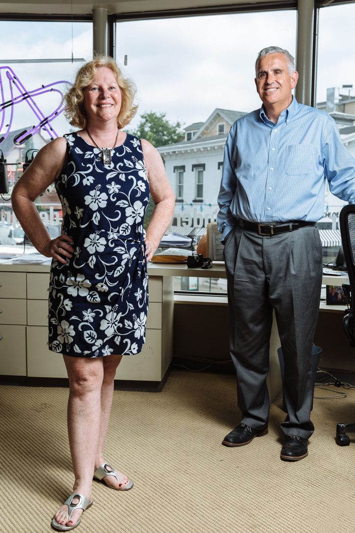 NEW ADVENTURE: Wanting to venture out on their own, Bud and Karen McCann purchased the Allegra Marketing – Print – Mail location in Providence last year. The commercial printer provides mailing services and promotional items as well as creates signs and banners.  / PBN PHOTO/RUPERT WHITELEY