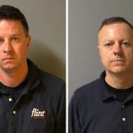 THE R.I. STATE POLICE have arrested Daniel A. Anton, left, and Gary W. Gagne, owners of Middletown-based Flint Audio-Video, for allegedly soliciting an employee to illegally access and share nude images found on customers’ cell phones and computers. / COURTESY R.I. STATE POLICE