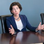FOCUSED: Gina M. Raimondo is running against Matt Brown in the Democratic Party primary Sept. 12. She’s touting her role in getting Rhode Islanders back to work and efforts to boost job training.  / PBN PHOTO/MICHAEL SALERNO