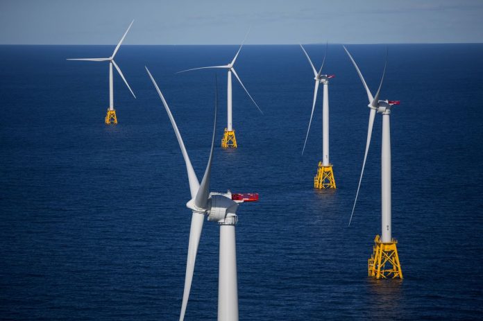 WHILE IT IS THE ONLY CURRENTLY operating wind energy facility in the United States, the Block Island Wind Farm is just the first of many, according to the latest U.S. Department of Energy report. / BLOOMBERG NEWS FILE PHOTO/ERIC THAYER