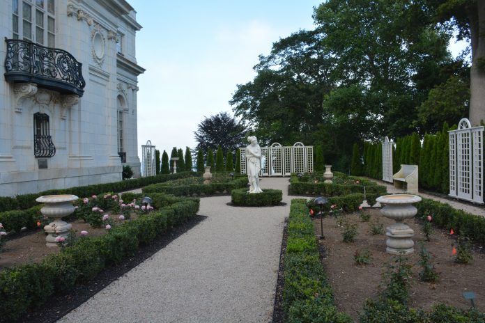 RESTORATION OF THE Rosecliff rose garden has been completed, per an announcement by the Preservation Society of Newport County Friday. The project was commenced in October. / COURTESY OF PSONC