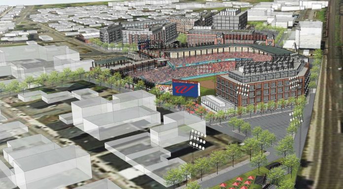 A RENDERING of the newly announced Worcester, Mass., stadium that will house the Pawtucket Red Sox following the end of the team's tenure at McCoy Stadium. / COURTESY PAWTUCKET RED SOX