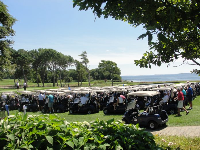 GOLF CARTS line up as golfers prepare to tee off during last year's Tomorrow Fund Golf Tournament at Warwick Country Club. This year's benefit tournament will be held Aug. 27 at Warwick Country Club. / COURTESY THE TOMORROW FUND
