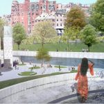 PICTURED IS A VIEW of the design submitted by a Roger Williams University professor for the Boston Martin Luther King Jr. memorial. Called "Ripple Effects," the design is one of five finalists chosen by Bay State nonprofit Martin Luther King Boston. / COURTESY WODICZKO + BONDER