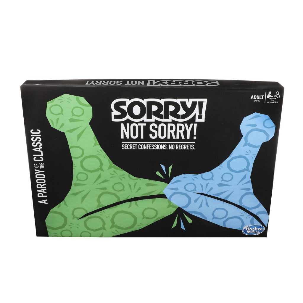 AN ADULT PARODY VERSION of Sorry! will be released Oct. 1, along with parodies of four other playable parodies of classic Hasbro Brand board games. / COURTESY HASBRO