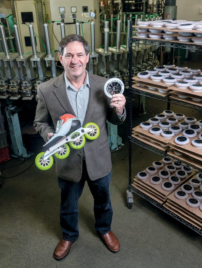 MEARTHANE PRODUCTS has acquired Virginia-based Creative Urethanes, adding 20 employees and expanding the company into new markets. Above, Pete Kaczmarek, president of Mearthane Products. / PBN FILE PHOTO/MICHAEL SALERNO