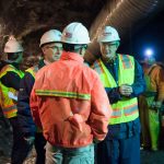 THEN-GOV. Lincoln Chafee toured the second phase tunnel several years ago of the Narragansett Bay Commission's $1 billion-plus Combined Sewer Overflow project. The second phase was completed in 2014. The commission is now in the design stage of the third phase of the tunnel. / COURTESY OF THE NARRAGANSETT BAY COMMISSION