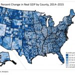 WASHINGTON COUNTY had the highest percent GDP growth from 2014 to 2015 in Rhode Island while Providence County accounted for the majority of all GDP in the state. Meanwhile, Bristol County, Mass., GDP was larger than all counties' GDP in Rhode Island, except Providence County. / COURTESY BUREAU OF ECONOMIC ANALYSIS