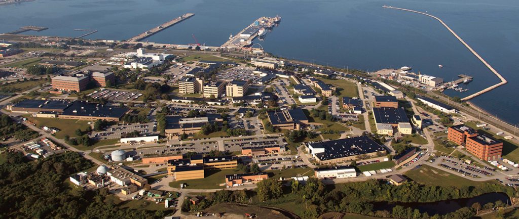 DEFENSE CONTRACTOR: Pictured is an aerial view of the Naval Undersea Warfare Center Division Newport, which provides the U.S. Navy with research, development, engineering, testing, analysis and support for submarines, offensive and defensive underwater weapons systems and other types of underwater systems. In 2017, the center awarded $518.6 million in contracts, including $281.9 million to private contractors in Rhode Island, mostly for engineering services.
/ COURTESY NAVAL UNDERSEA WARFARE CENTER