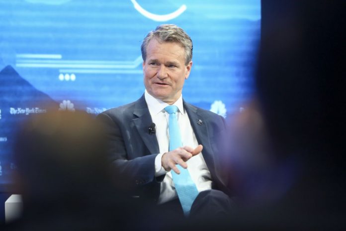 BANK OF AMERICA Corp. CEO Brian Moynihan predicted another round of consolidation in the U.S. that could lead to the emergence of a new competitor, speaking on a panel at the World Economic Forum in Davos, Switzerland. / BLOOMBERG NEWS FILE PHOTO/JASON ALDEN