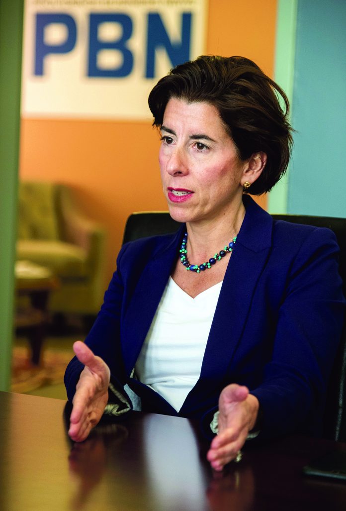 ASSESSMENT FEE: Gov. Gina M. Raimondo has proposed a fiscal 2020 budget that includes a Medicaid Employer Assessment Fee, which if approved would annually charge companies that employ 300 or more workers as much as a $1,500 penalty per employee who was not offered health insurance but then qualified for state-supported Medicaid.  / PBN FILE PHOTO/MICHAEL SALERNO