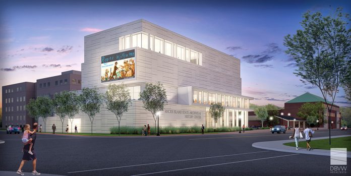 ON HOLD: Pictured is an artist’s rendering of planned permanent headquarters to house the state archives. The $52 million project has been stalled due to a lack of budget funds.  / COURTESY DBVW ARCHITECTS