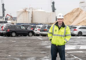 GOOD FIT? Chris Waterson, terminal manager for ProvPort, stands in the area that will handle turbines for offshore wind-energy projects.  / PBN PHOTO/MICHAEL SALERNO