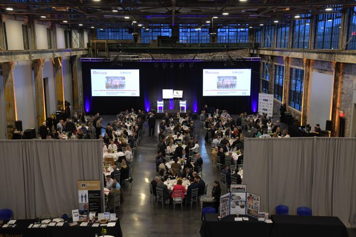 A RECORD CROWD of more than 320 attended the sixth PBN Manufacturing Awards program, held at WaterFire Providence's headquarters in the Valley neighborhood of the city. / PBN PHOTO/MIKE SKORSKI