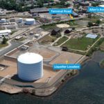 NATIONAL GRID plans to start construction this month on a natural gas liquefaction facility at Fields Point that has been opposed by residents, environmentalists, and some local officials. / COURTESY/NATIONAL GRID PLC