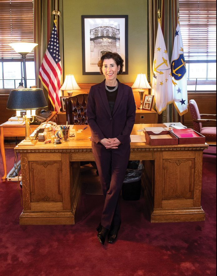 GOV. GINA M. RAIMONDO had a 40% approval rating in the first quarter.   / PBN PHOTO/DAVE HANSEN