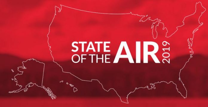 THREE RHODE ISLAND counties earned failing grades for ozone pollution in the years 2015, 2016 and 2017 in the American Lung Association's 2019 State of the Air report. / COURTESY AMERICAN LUNG ASSOCIATION