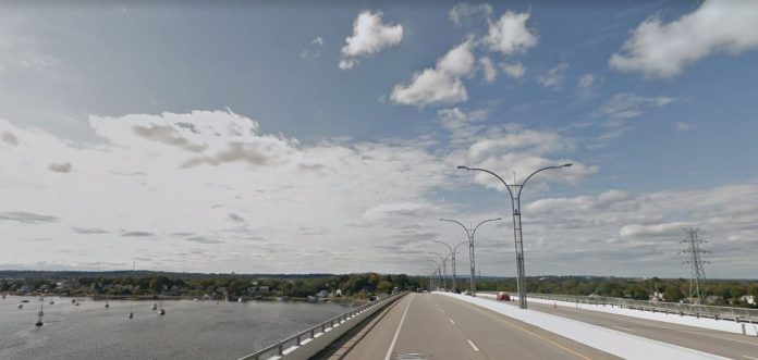 RIDOT HAS requested the rescission of an approval that allowed the department to impose tolls on the Sakonnet River Bridge. / COURTESY GOOGLE INC.