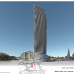 THE HOPE POINT tower would feature 40 floors of residential apartments and condos atop a 6-story parking base. / COURTESY THE FANE ORGANIZATION