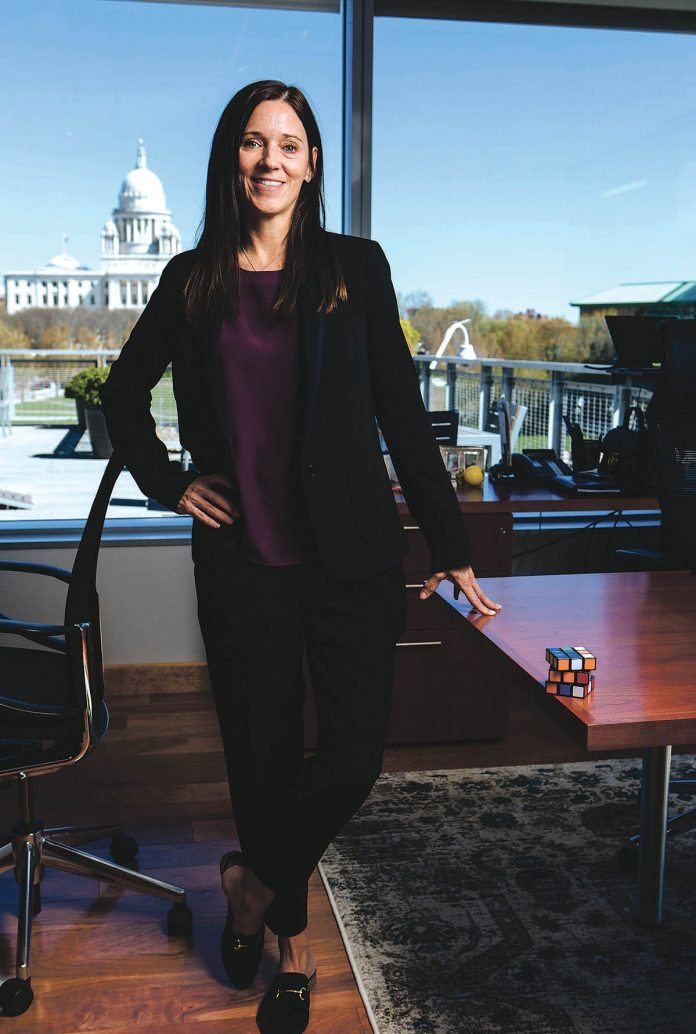 SHE’S A WINNER: Rachel Barber, IGT senior vice president and chief technology officer of gaming and lottery, started with GTECH as a software engineer 28 years ago and a merger with IGT hasn’t stopped her corporate climb.  / PBN PHOTO/RUPERT WHITELEY
