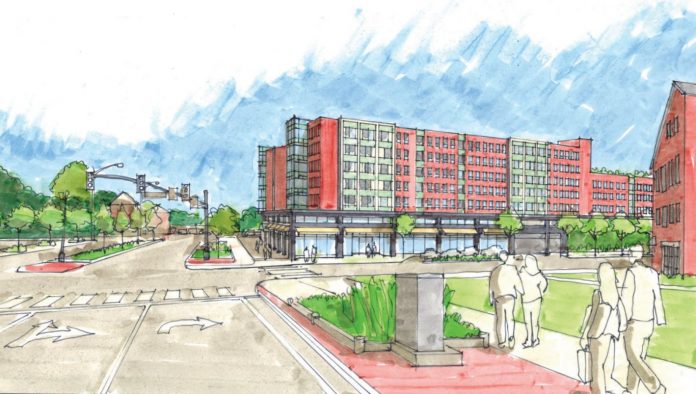 A RENDERING showing the proposed mixed-use building by DMG Investments LLC for Parcel 6. / COURTESY I-195 REDEVELOPMENT DISTRICT COMMISSION