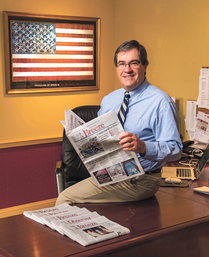 BREEZE PUBLICATIONS has been acquired by a Virginia-based multimedia company. Above, Valley Breeze Publisher Thomas V. Ward, who told PBN Wednesday that he is beginning the process of retirement. / PBN FILE PHOTO/DAVE HANSEN