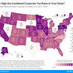 RHODE ISLAND had the lowest combined state and federal corporate income tax rate in New England as of July 1, 2018. / COURTESY TAX FOUNDATION