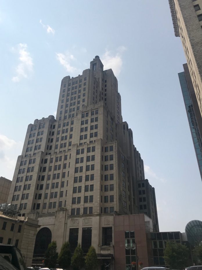 THE INDUSTRIAL TRUST CO. Building was named to the National Trust for Historic Preservation's 2019 America's 11 Most Endangered Historic Places list. / PBN PHOTO/ CHRIS BERGENHEIM