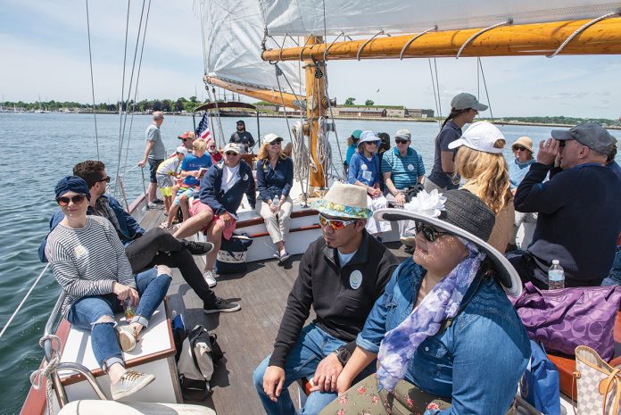 TAKING CONTROL: Sailing Heals takes cancer patients and their caregivers for a sail aboard the schooner Madeleine in Newport.  / PBN PHOTO/DAVE HANSEN