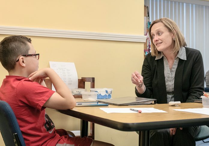 ONE-ON-ONE: Rebecca Johnson, franchise owner of Sylvan Learning Center in Coventry, meets one-on-one with Caden Reis, 8, of Coventry. Johnson began working under previous franchise owner Gail Tuominen before taking over two franchise locations, in Coventry and Cumberland.
/ PBN PHOTO/MICHAEL SALERNO ONE-ON-ONE: Rebecca Johnson, franchise owner of Sylvan Learning Center in Coventry, meets one-on-one with Caden Reis, 8, of Coventry. Johnson began working under previous franchise owner Gail Tuominen before taking over two franchise locations, in Coventry and Cumberland.
/ PBN PHOTO/MICHAEL SALERNO