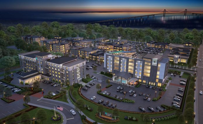CARPIONATO GROUP has proposed a $100 million, mixed-use redevelopment of the Newport Grand site that would replace the former casino with hotels, apartments, office and retail space. / COURTESY CARPIONATO GROUP