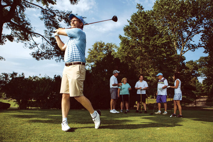 SWING OF THINGS: In their leisure time, employees at Parkinson Technologies participate in a golf league at Chemawa Golf Course in North Attleboro. Joe Connelly, Parkinson product development manager, tees off.
/ PBN PHOTO/RUPERT WHITELEY SWING OF THINGS: In their leisure time, employees at Parkinson Technologies participate in a golf league at Chemawa Golf Course in North Attleboro. Joe Connelly, Parkinson product development manager, tees off.
/ PBN PHOTO/RUPERT WHITELEY