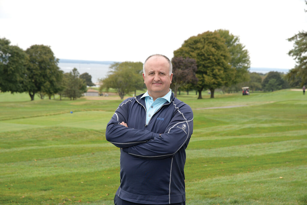 EXTRA AMENITIES: Robert Ward, executive director of the Rhode Island Golf Association, is pictured at the Wanumetonomy Golf and Country Club in Middletown. Ward said clubs need to evolve to appeal to nongolfers and families, with amenities such as a swimming pool, tennis courts and workout areas.  / PBN PHOTO/MIKE SKORSKI