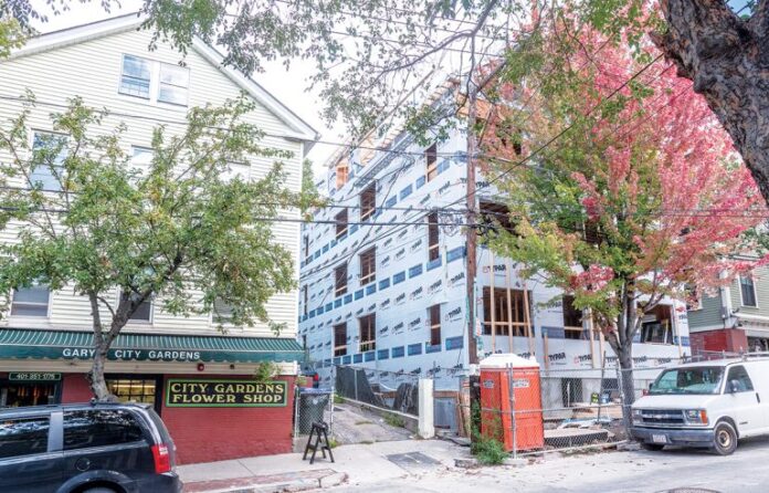 An apartment building under construction in Providence./PBN FILE PHOTO MICHAEL SALERNO