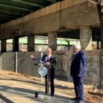 SEN. JACK REED, left, announces an additional $50 million in federal funding for Rhode Island bridge improvements and repairs. On his right, RIDOT Director Peter Alviti Jr. / COURTESY OFFICE OF SEN. JACK REED